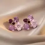 purple flower shapped earings
