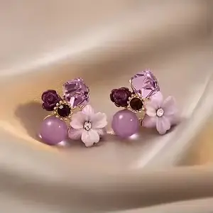 purple flower shapped earings